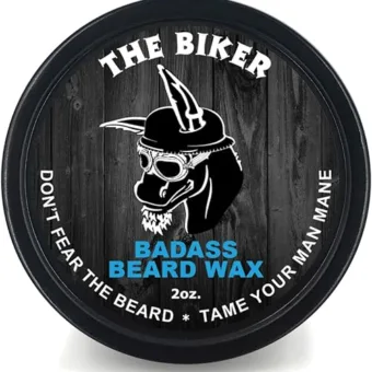 Badass Beard Care Beard Wax for Men - The Biker Scent, 2 oz - Softens Beard Hair, Leaves Your Beard Looking and Feeling More Dense