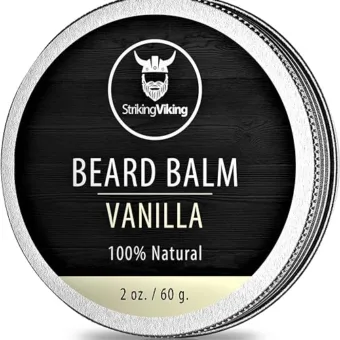 Striking Viking Vanilla Beard Balm - Styles, Strengthens & Softens Beards & Mustaches - Natural Beard Conditioner Wax with Organic Shea Butter, Tea...