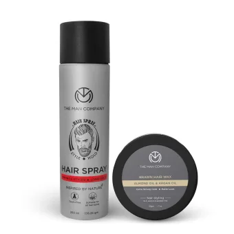 The Man Company Hair On Point Duo With Hair Wax & Hair Spray Hair Styling Strong Hold, Long Lasting Matte Look & Instant Grip Natural Shine,...