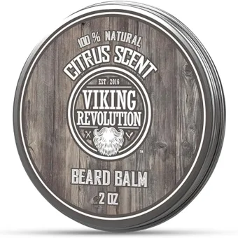 Viking Revolution Beard Balm - All Natural Grooming Treatment with Argan Oil & Mango Butter - Strengthens & Softens Beards & Mustaches - Citrus...