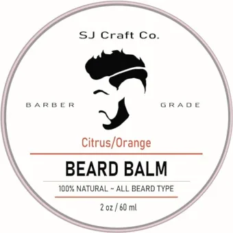 Beard Balm 2oz - SJ Craft Co Beard Wax - Mustache Wax - Light Hold - For a Softer, Smoother, Moisturized Beard - Made with Clear, Natural 2 Ounce...