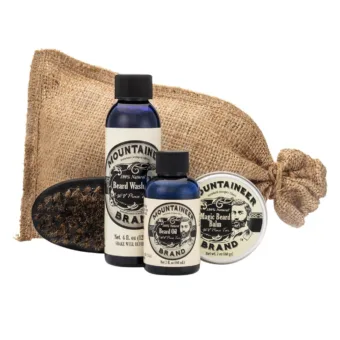 Beard Grooming Care Kit Gifts for Men | Beard Oil (2oz), Conditioning Balm (2oz), Wash (4oz), Brush | Mens Mustache Growth Kit, Essential Beard Kit...