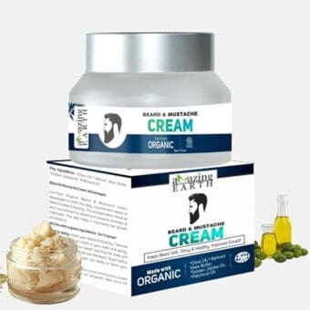 AMAzing Earth Vegetal Beard and Mustache Cream for Men -Certified Organic, Styling, Hair Growth, Soft Beard, Chemical-Free and Vegan -50 g