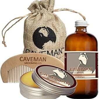 Caveman Beard Oil and Beard/Mustache Balm Wax, Handmade Comb Set Choose Scent (Straight Razor)