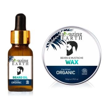 AMAzing EARTH Beard & Mustache Holding Wax Gel and Beard Oil Combo Certified Organic