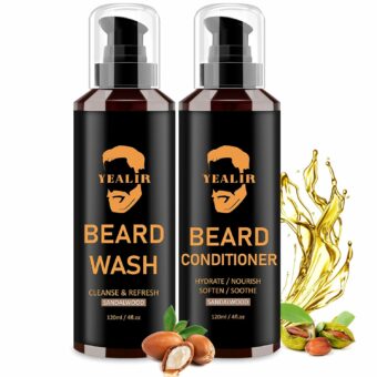 Beard Wash and Conditioner for a Soft Beard, Argan & Jojobal Oil to Deep Moisturize and Refresh Beards, Beard Shampoo for Men - No Dandruff & Itch (2 x 4 oz)