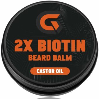 2X Biotin Beard Balm - Vegan Leave-In Conditioner & Moustache Wax - Beard Butter With Castor Oil for Men Facial Hair Moisturizing, Thickening, Strengthening & Growth, Pure Natural Softener, 2 Oz.