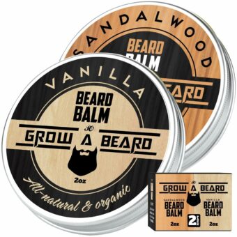 Beard Balm for Men, 2oz Sandalwood & 2oz Vanilla Scent, Jojoba Oil & Shea Butter, Styling Beard Butter & Cream for Men, Beard Moisturizer & Softener for Men, Beard Care, (2 Pack) (Vanilla-Sandalwood)