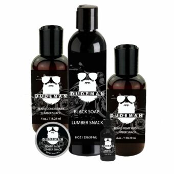 DUDEMAN Lumber Snack Bundle, Valentine's Day Gift For Men, Grooming Kit For Men, Beard Grooming Kit, Beard Oil, Beard Balm, Black Soap, Beard Wash, Beard Conditioner