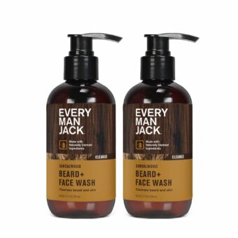 Every Man Jack Beard + Face Wash - Subtle Sandalwood Fragrance - Deep Cleans and Helps Condition and Soften Your Beard and Skin Underneath - Naturally Derived with Aloe and Glycerin- 6.7-fl oz (2 Pack)