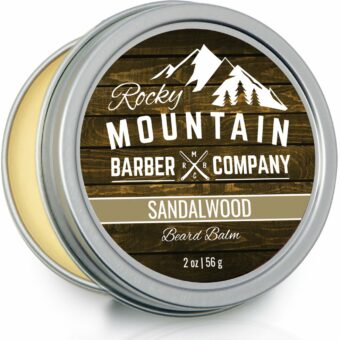 Beard Balm – Sandalwood Blend - Rocky Mountain Barber – with Nutrient Rich Bees Wax, Jojoba, Shea Butter, Coconut Oil – Contains Real Sandalwood...