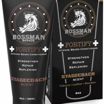 Bossman Fortify Intense Conditioner - Moisturize Replenish and Protect your beard - Thicker Formula - Natural Ingredients - Made in USA (Stagecoach Scent)